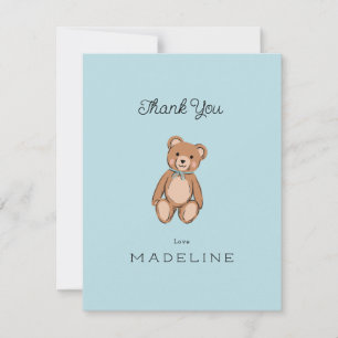 Carte De Remerciements Classique ours en peluche bleu Baby Shower
