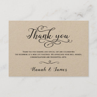 CARTE DE REMERCIEMENTS CLASSIQUE - PAPIER KRAFT