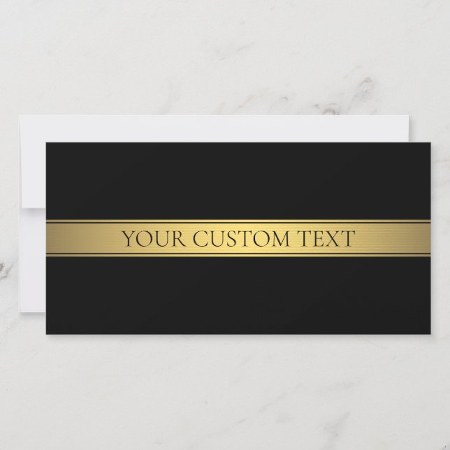 Carte De Remerciements Classy Faux Gold Stripe & Black Arrière - plan ou  (Devant)