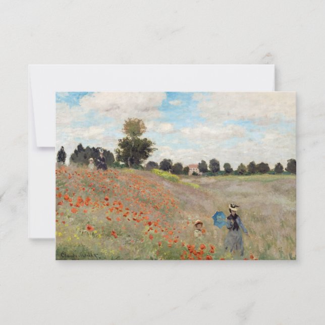 Carte De Remerciements Claude Monet - Champ de pavot (Devant)