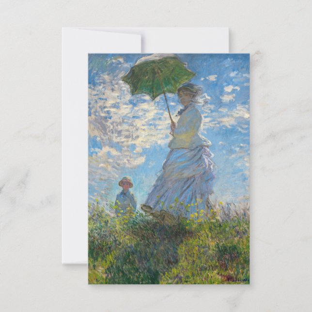 Carte De Remerciements Claude Monet - La Promenade, Femme avec un Parasol (Devant)