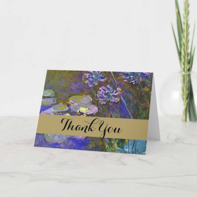 Carte De Remerciements Claude Monet Water Lilies Agapanthus (Devant)