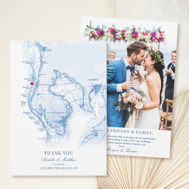 Carte De Remerciements Clearwater Beach Floride Mariage Flat (These Clearwater Beach Thank You cards are perfect for your Tampa Bay destination wedding)