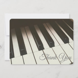 Carte De Remerciements Clés de piano noir et blanc élégant Photographie