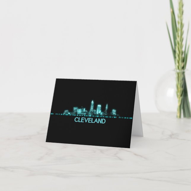 Carte De Remerciements Cleveland Skyline (Devant)