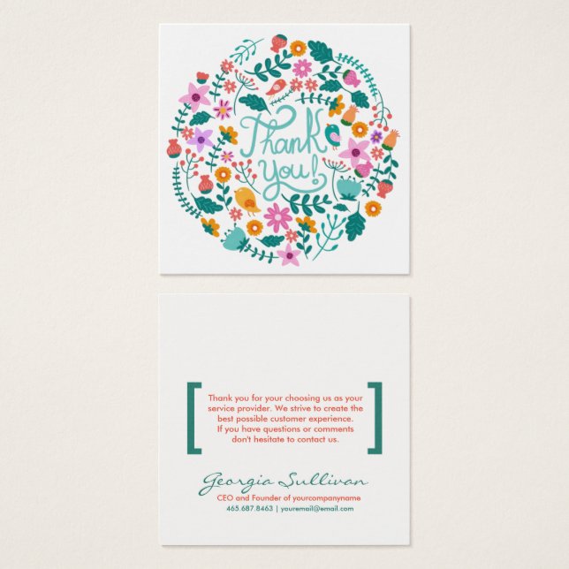 Carte de remerciements client floral (Devant & derrière)