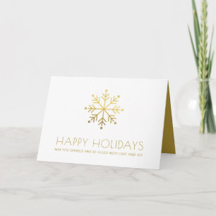 Carte de remerciements client Gold Happy Holidays