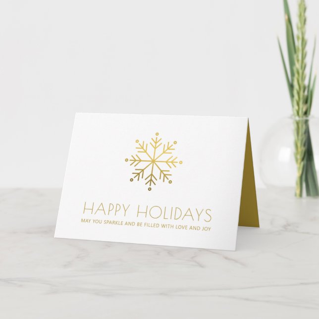 Carte de remerciements client Gold Happy Holidays (Devant)