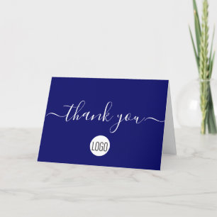 Carte De Remerciements Client personnalisable Appréciation Bleu Blanc Chi