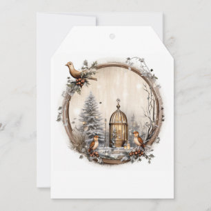 Carte De Remerciements Clipart de Noël avec forêt d'hiver