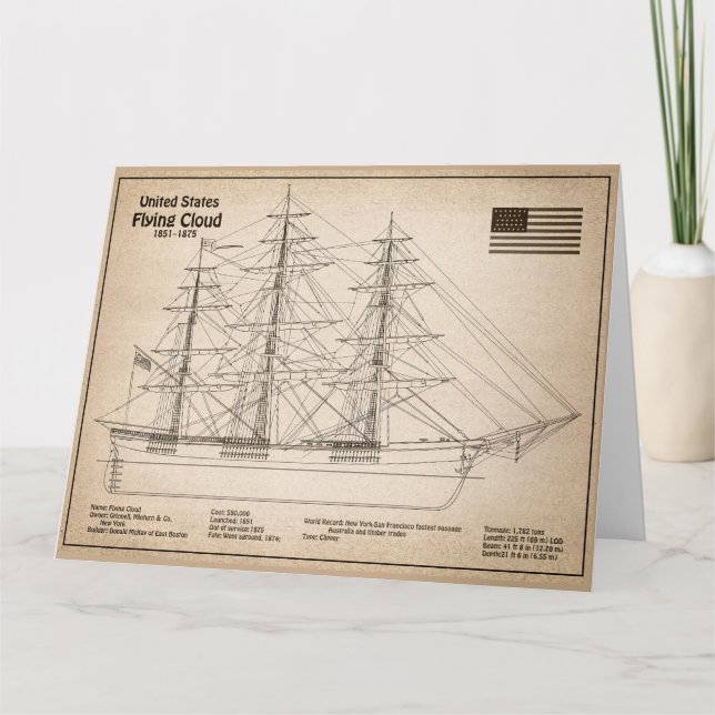 Carte De Remerciements Clipper Ship Floud - Plan d'expédition SD (Devant)
