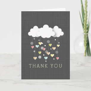 Carte De Remerciements Clouds + Hearts Neutral Baby Shower Thank You