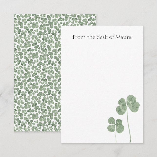Carte De Remerciements Clover Shamrock d'aquarelle personnalisé (Devant / Derrière)