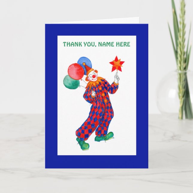 Carte de remerciements Clown personnalisable (Devant)