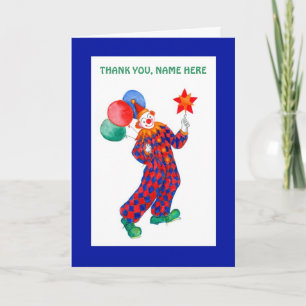 Carte de remerciements Clown personnalisable