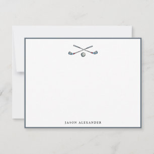 Carte De Remerciements Clubs de golf et Ball Grey Flat