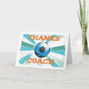 Carte De Remerciements Coach de football Merci, Orange sur Turquoise, Sta