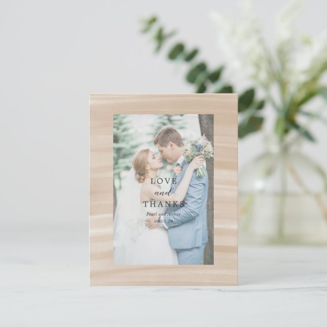 Carte De Remerciements Coastal Chic Sandy Neutre Mariage élégant (Debout devant)