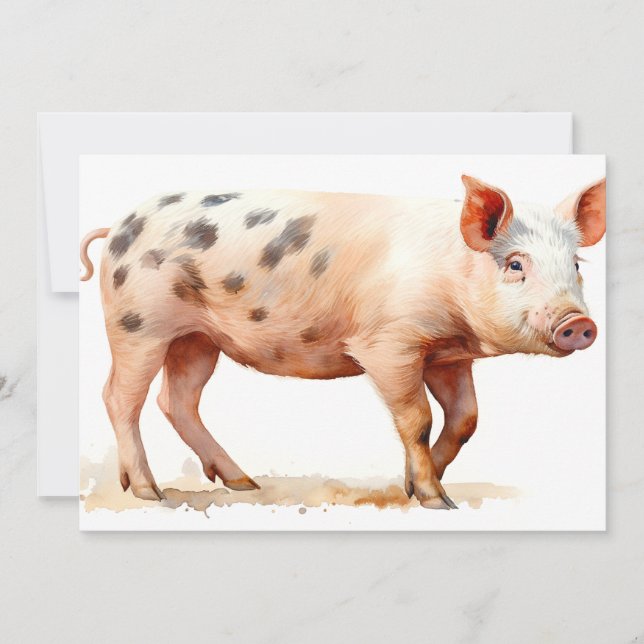 Carte De Remerciements Cochon rose (Devant)