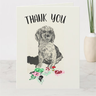 Carte de remerciements: Cocker Spaniel Vine & Rose