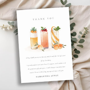 Carte De Remerciements Cocktail de fruits mignons Orange Blush Anniversai