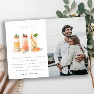 Carte De Remerciements Cocktail de fruits mignons Photo Orange Shower de 