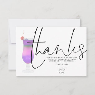 Carte De Remerciements Cocktail Purple Fête des mariées Script élégant