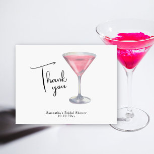 Carte De Remerciements Cocktail rose aquarelle remerciement enterrement d