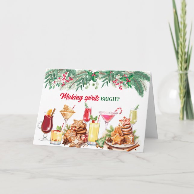 Carte De Remerciements Cocktails et biscuits de Noël Fête de Noël (Devant)