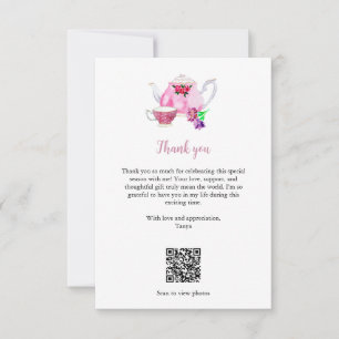 Carte De Remerciements Code QR de la fête de douche de mariage Love is Br