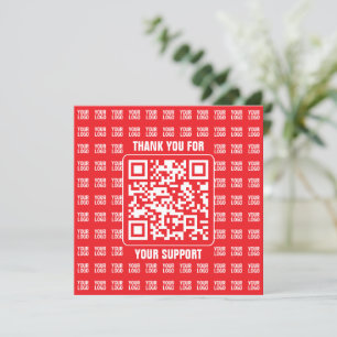 Carte De Remerciements Code QR promotionnel (modifiable) avec Motif Logo