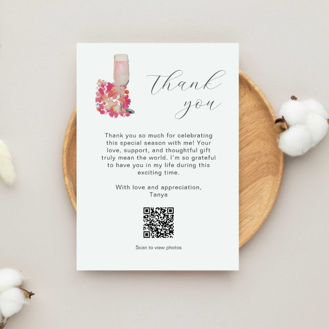 Carte De Remerciements Code QR Remerciements de Baby Shower Petals Prosec (Créateur téléchargé)