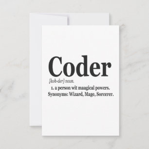 Carte De Remerciements Coder Définition Funny mignon Ordinateur Cadeau Ne