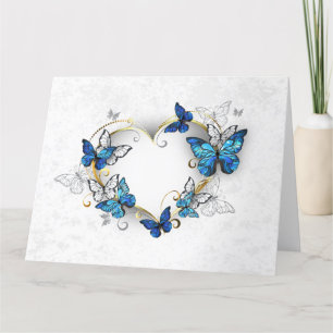 Carte De Remerciements Coeur bijoux avec papillons Morpho