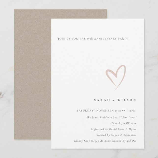 Carte De Remerciements Coeur broussailleux minimal Chaque année Anniversa (Devant / Derrière)
