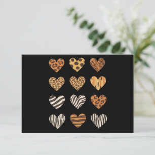 Carte De Remerciements Cœur d'amour Léopard Mignon Saint-Valentin 