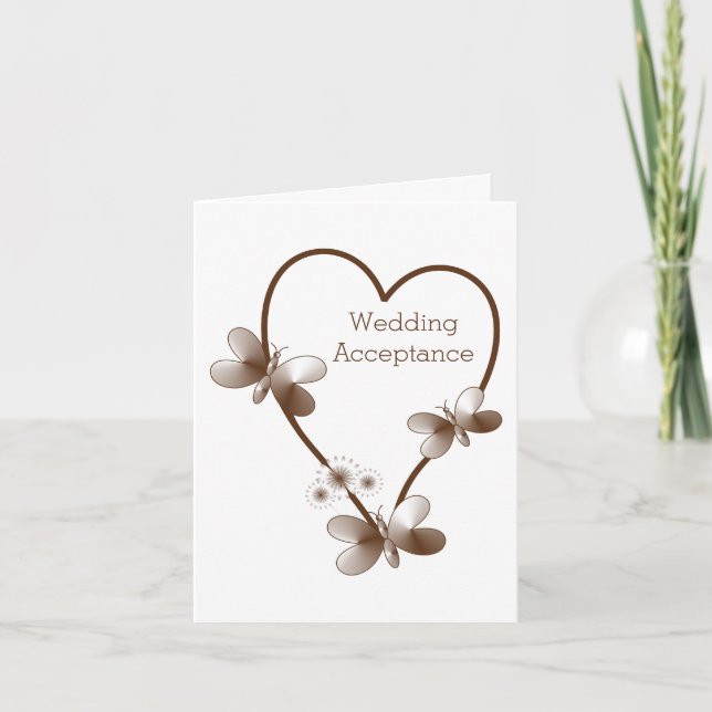 Carte De Remerciements Cœur de chocolat et papillons Mariage Acceptation (Devant)