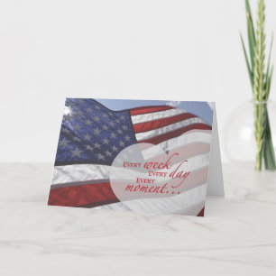 Carte De Remerciements Coeur de jour des vétérans sur le drapeau