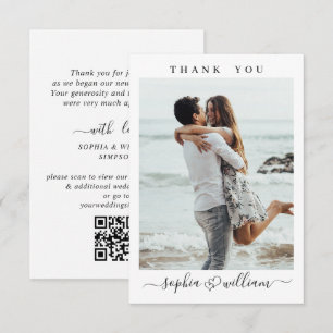 Carte De Remerciements Coeur de mariage simple et élégant Photo simple