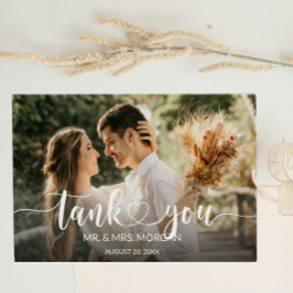Carte De Remerciements Coeur de texte et Mariage de photo superposé de sc