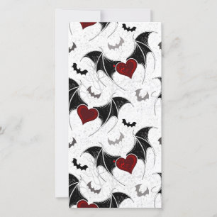 Carte De Remerciements Coeur d'Halloween avec ailes de chauve-souris noir