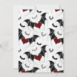 Carte De Remerciements Coeur d'Halloween avec ailes de chauve-souris noir