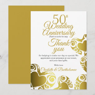 Carte De Remerciements Coeur du 50e anniversaire du Mariage