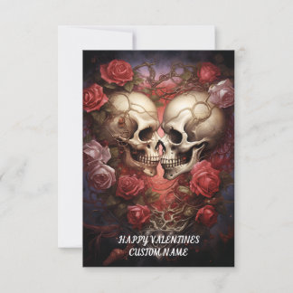 Carte De Remerciements Coeur du crâne, romantique, gothique, anti-Valenti