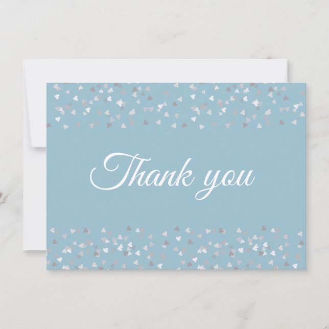 Carte De Remerciements Cœur en argent Confetti Écriture Remerciements (Devant)
