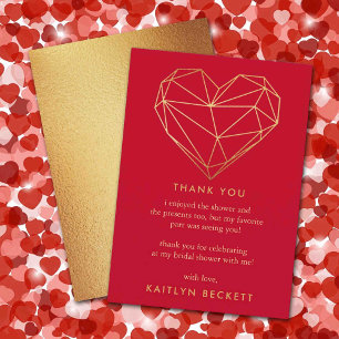 Carte De Remerciements Cœur géométrique fête prénuptiale de la Saint-Vale