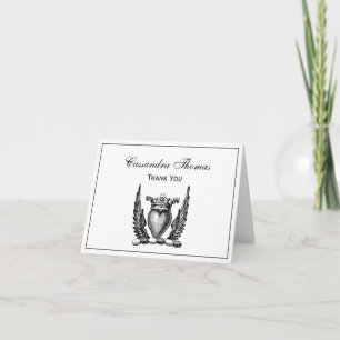 Carte De Remerciements Coeur héraldique avec ailes Armoiries Crest