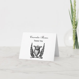 Carte De Remerciements Coeur héraldique avec ailes Armoiries Crest