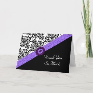 Carte De Remerciements Coeur noir et blanc d'étincelle de lavande de