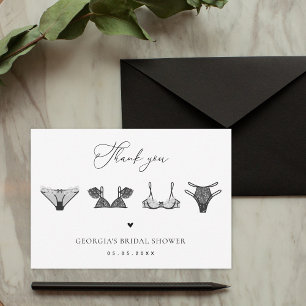 Carte De Remerciements Cœur noir et lingerie en dentelle Élégante douche 